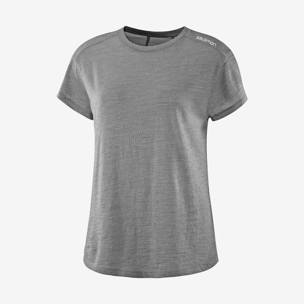 Salomon OUTLIFE MERINO SS W Camisetas Mujer - Gris - Colombia (03918-QHIP)